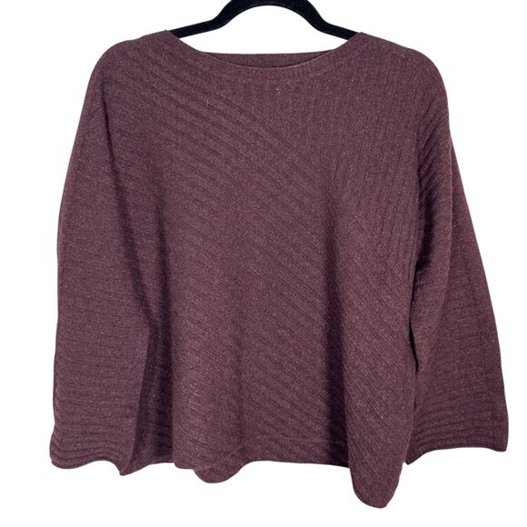 Eileen Fisher Ribbed Boatneck Cashmere Purple Sweater PS Petite Small 6 - 8 - Picture 7 of 8